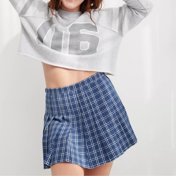 Aerie Class Act Plaid Skirt Blue Size XL - Picture 4 of 6